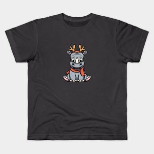 Cute Christmas Rhino Kids T-Shirt